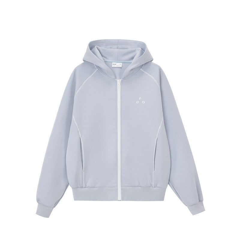 FPA Color-Block Contrast Stitch Zip-Up Hooded Sweatshirt for Couples – Loose Fit, Outdoor & Casual