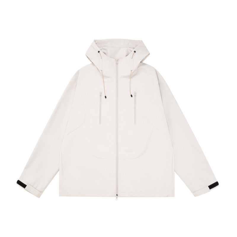 FPA Double-Zip Hooded 3D-Structured Shell Jacket for Outdoor Sports, Windproof
