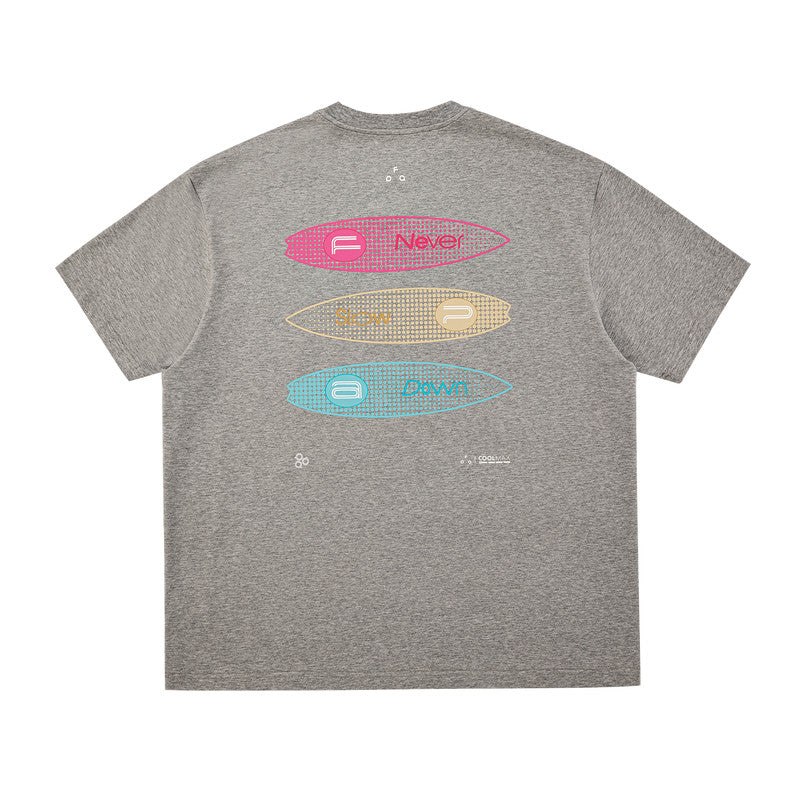 FPA COOLMAX Surfboard Polka Dot Pattern Sports Short Sleeve T-Shirt, Cool & Quick-Dry Breathable Summer Unisex Tee