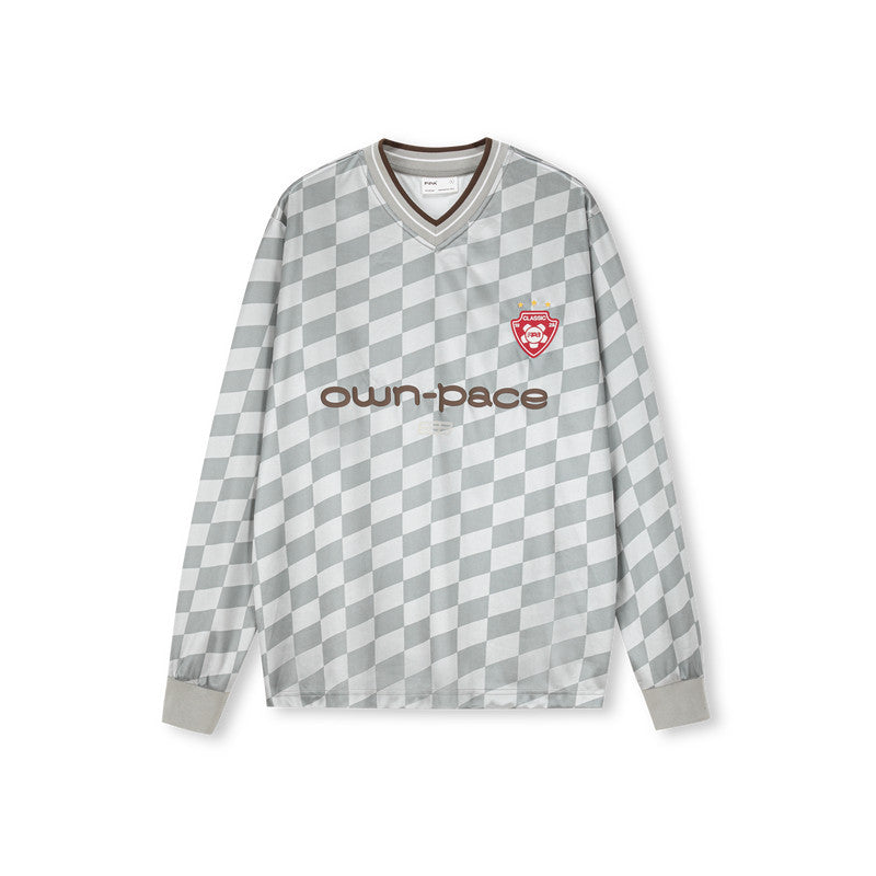 FPA Diamond Pattern Football Contrast Long Sleeve 2026 New Style Trendy Loose Fit Soccer Jersey T-Shirt