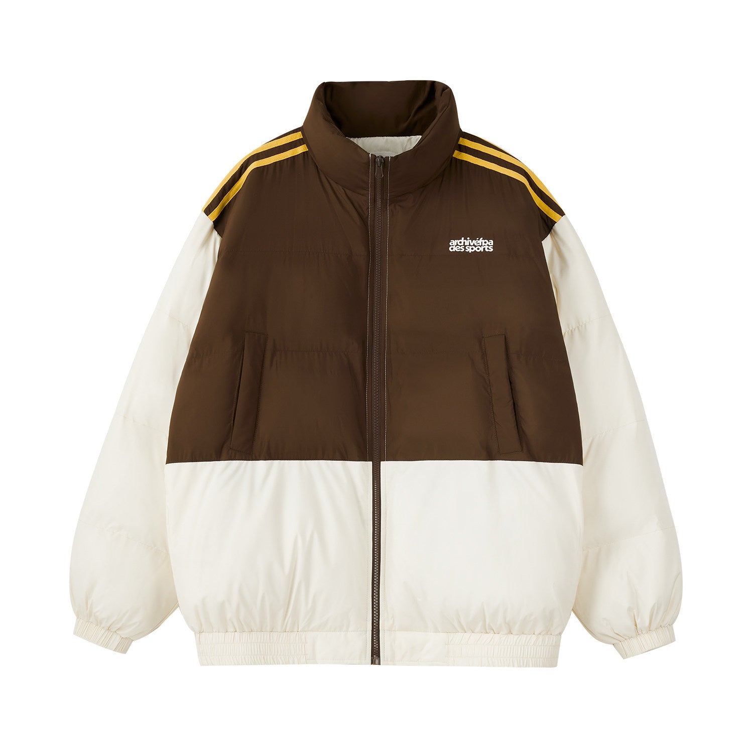 FPA Contrast Webbing Stand Collar Cotton Padded Coat 2023 New Winter Chinese Street Style Loose Fit Thickened Puffer Jacket