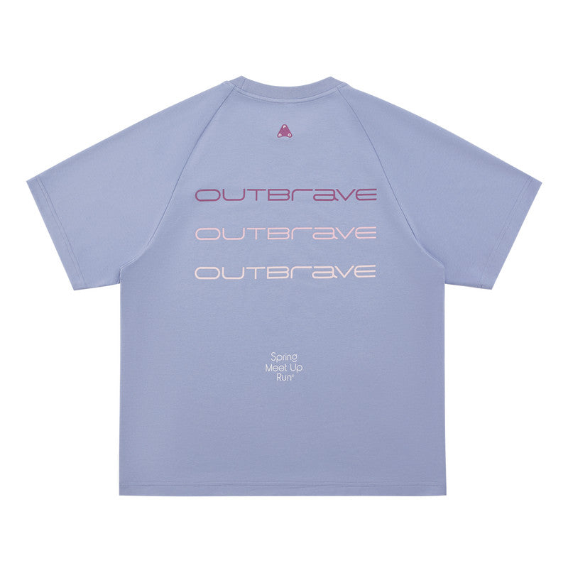FPA Slogan Gradient Pattern COOLMAX Sports T-Shirt Quick-Dry Cool Touch Breathable Crew Neck Couple Style Summer Short Sleeve