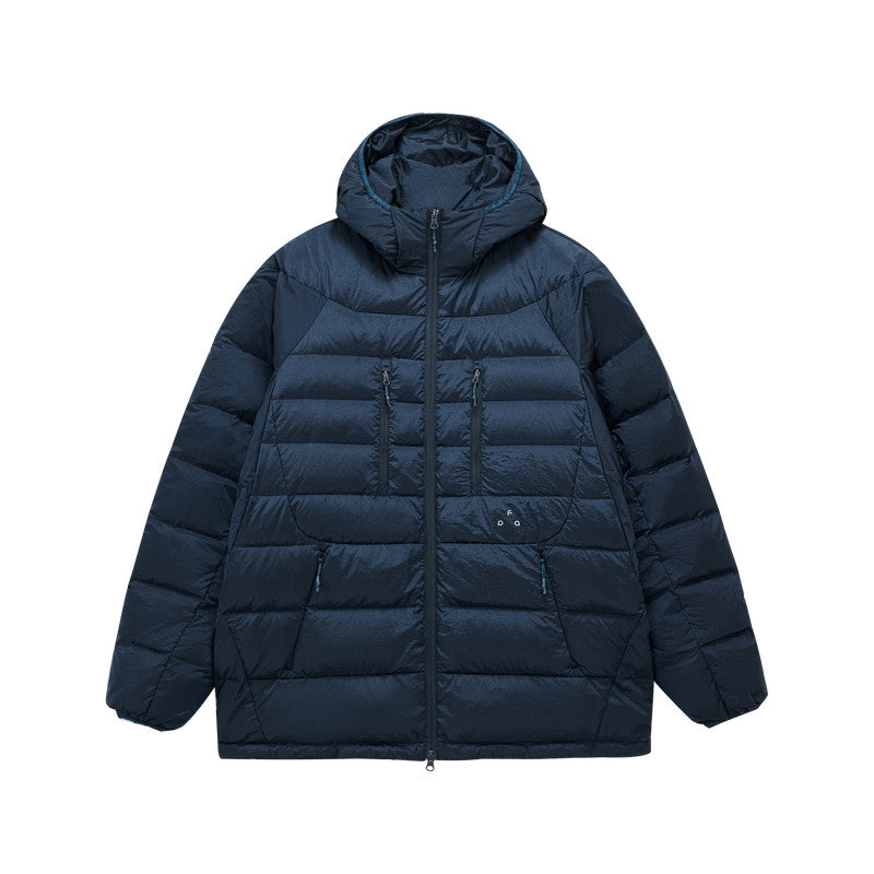 FPA Ribbed-Structure Double-Zip Lightweight Down Hooded Jacket - Winter Lightweight Premium Couple Down Coat