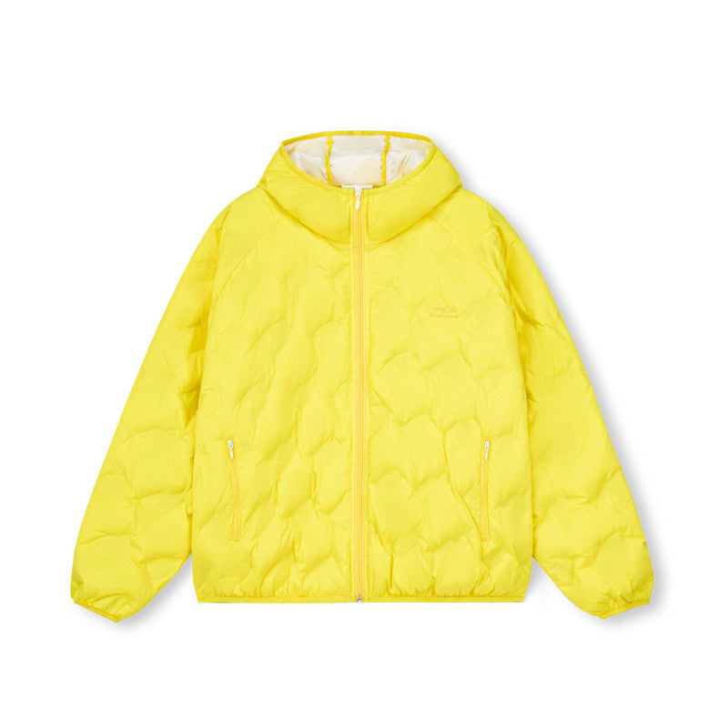 FPA 90% White Duck Down Houndstooth Lightweight Hooded Down Jacket - Loose Fit, Youth Style, Autumn/Winter