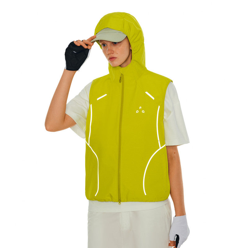 FPA Waterproof Breathable Abrasion-Resistant Light Arc Hooded Vest, Outdoor Sports Reflective Strip Summer Outerwear Sleeveless Jacket for Men