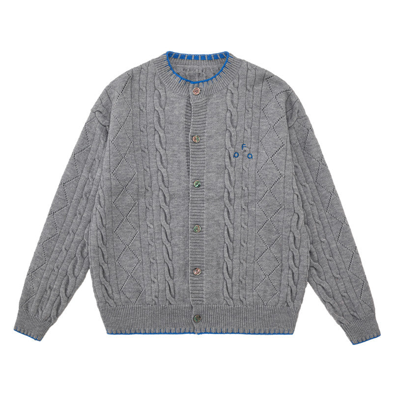 FPA Cable Knit Contrast Color Cardigan