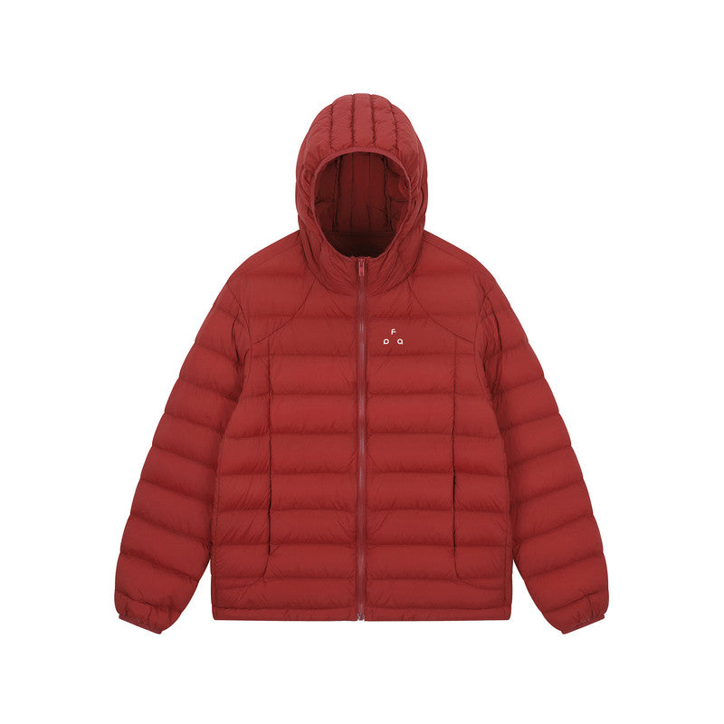 FPA Brand Triangle Logo Hooded Down Jacket - Autumn/Winter Sports Lightweight Warm Couple Ribbed Down Coat for Men