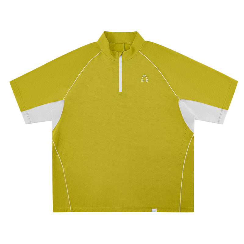 FPA COOLMAX Wool Panel Short Sleeve Outdoor Sports Quick-Dry Half-Zip Couples Cycling T-Shirt