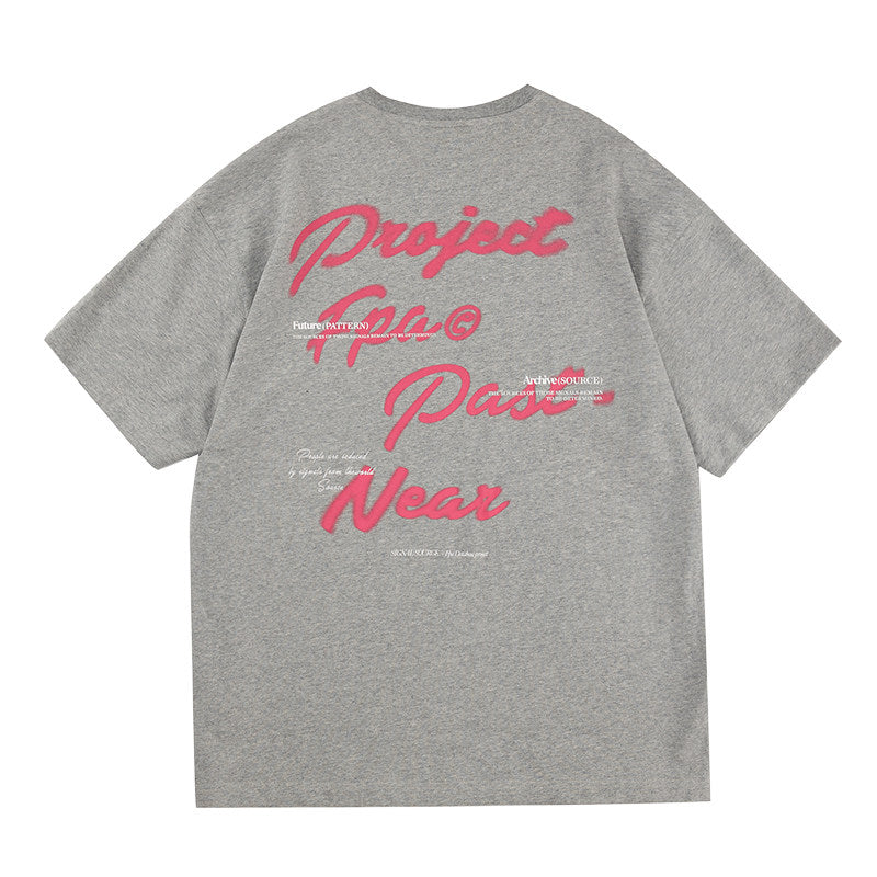 FPA Blur Font Graphic Short-Sleeve T-Shirt - Streetwear, Round Neck, Loose Fit, Summer, Unisex, Men