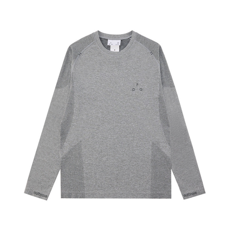 FPA Seamless Knit Texture Long-Sleeve Outdoor Sports Quick-Dry Crew Neck T-Shirt for Men