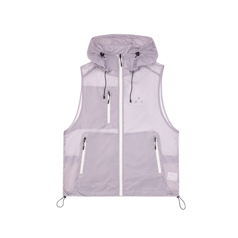 FPA UPF40+ Lightweight Hooded Sleeveless Vest for Summer Outdoor Activities, Unisex Streetwear