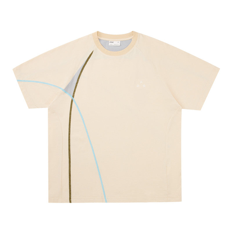 FPA Color-Block Stretch Cationic Sports Short Sleeve Summer Patchwork Round Neck Casual Minimalist Streetwear Trend T-Shirt
