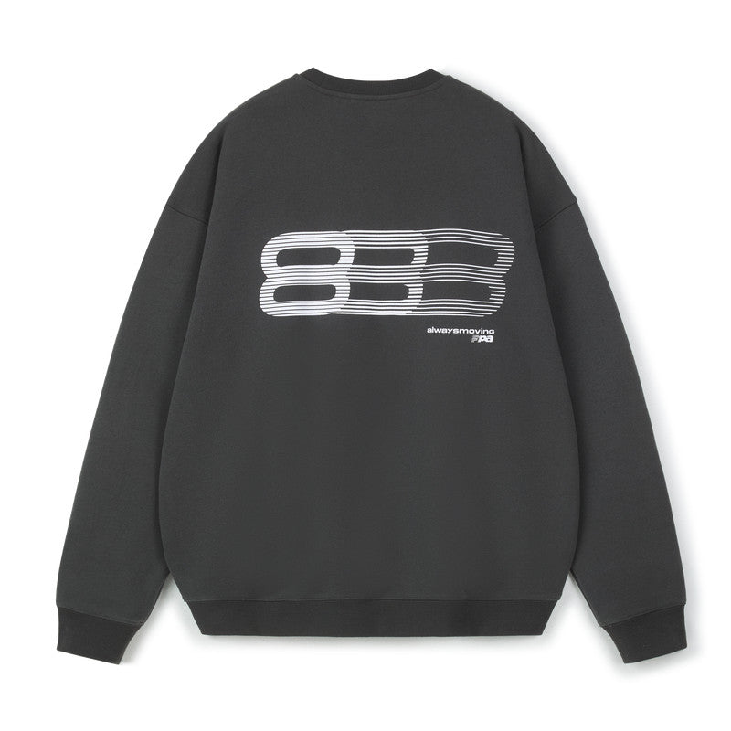 FPA Gradient Track Graphic Crew Neck Sweatshirt - Chinese Streetwear, Loose Fit, Unisex Pullover Long Sleeve Top for Spring/Autumn