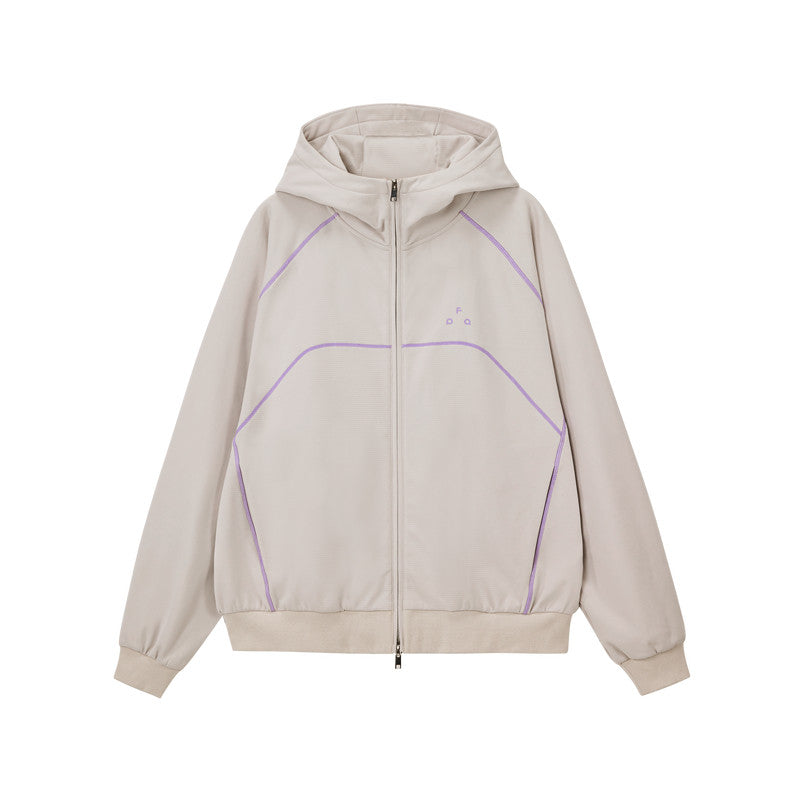 FPA Color-Block Grid Fleece Hooded Sweatshirt – Loose-Fit Cardigan Style Casual Pullover for Men and Women