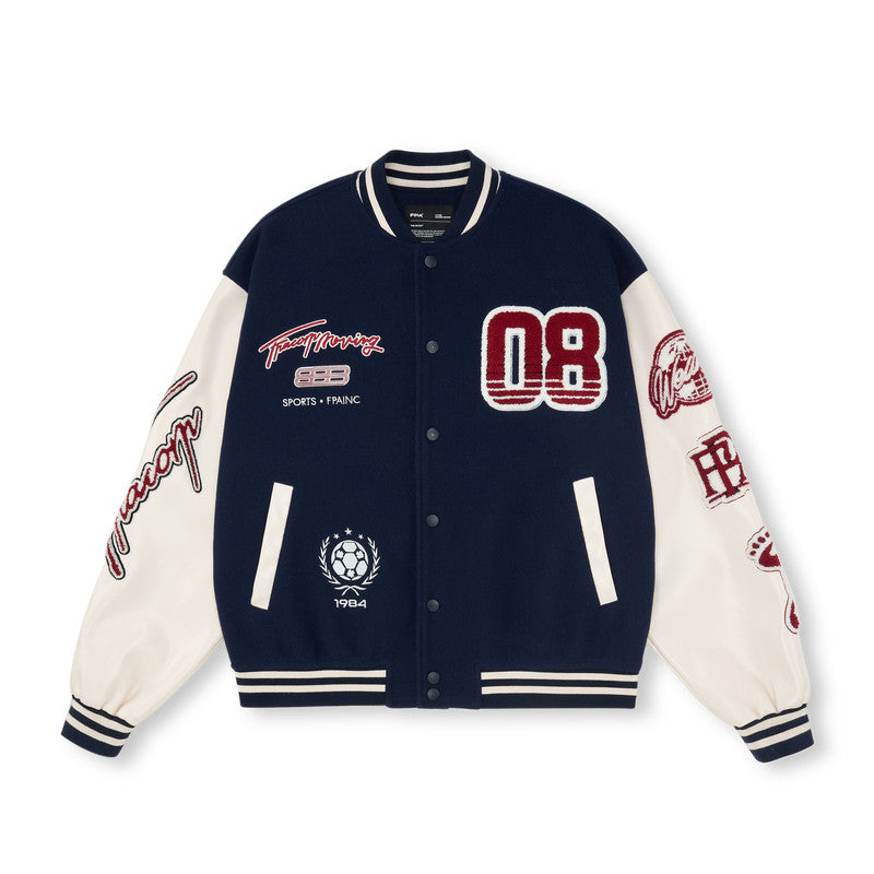 FPA Embroidered Phantom 8 Baseball Jersey – American Retro Loose Fit Baseball Collar Jacket for Spring/Fall, Unisex