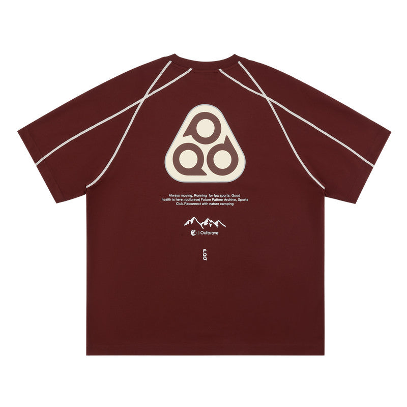 FPA Triangle Logo Contrast Color Short Sleeve T-Shirt - Summer Quick-Dry Crew Neck Unisex Outdoor Sports Tee