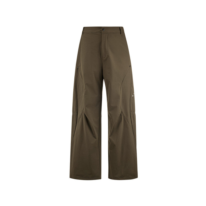 FPA Outdoor Structured Pleated Long Pants - Chinese Streetwear Loose Fit Summer Black Sports Casual Trousers