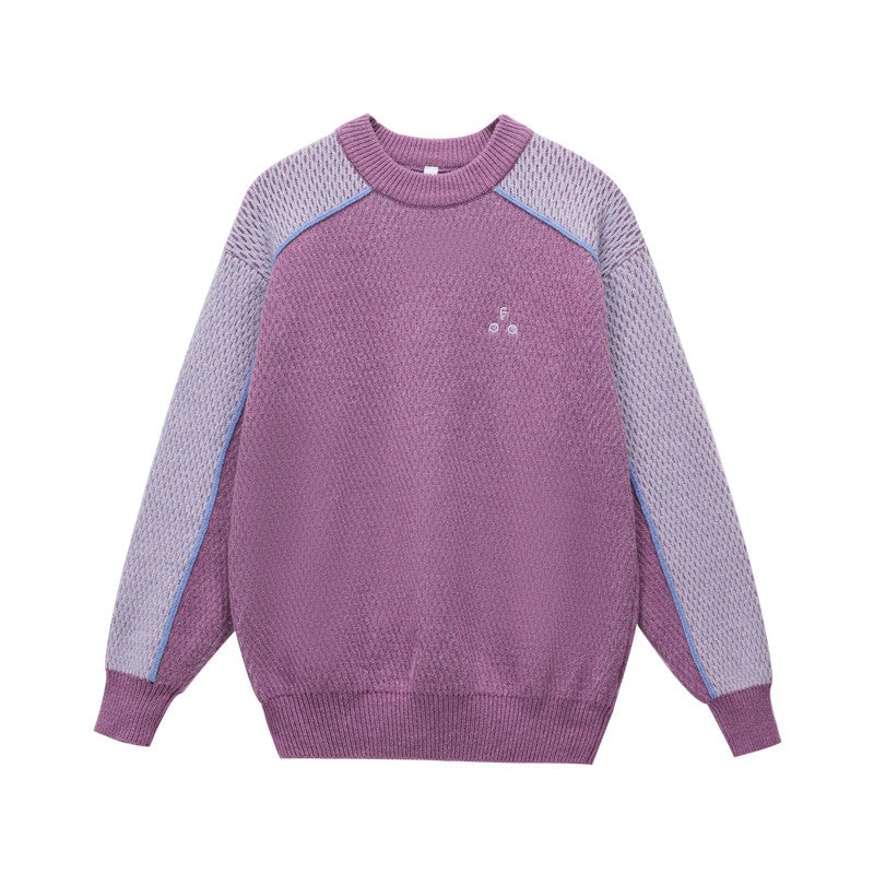 FPA Color-Block Logo Two-Sided Knit Sweater | Premium Crew Neck Pullover for Couples