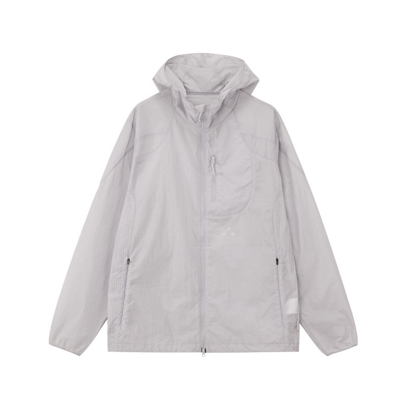 FPA Textured Chunky Grid Multi-Pocket Outdoor Lightweight Jacket - Summer Hooded Sun Protection Coat