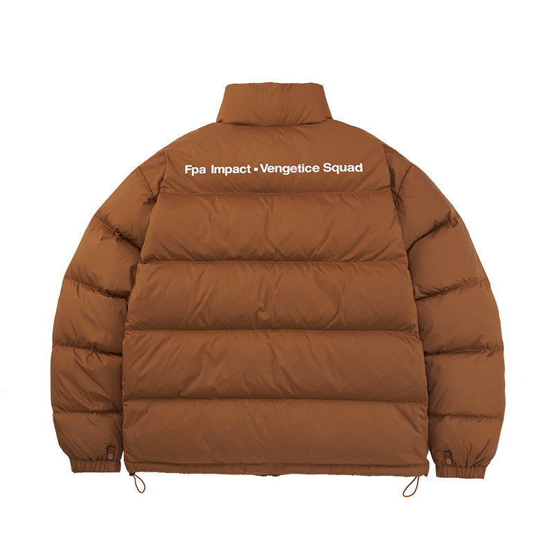 FPA Chinese Streetwear Stand Collar Down Jacket for Men - Lightweight Puffer Coat, Loose Fit, Winter Warm Black Outerwear