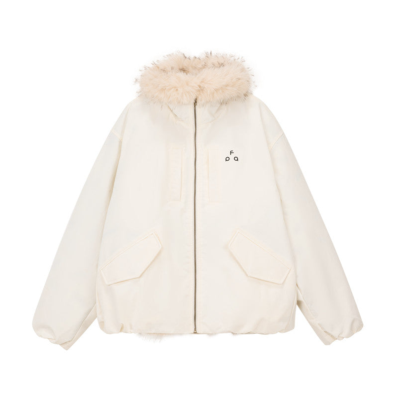 FPA Eco-Friendly Mink Fur Collar Stand Collar Green Parka Down Jacket Winter Warm Couple Down Coat