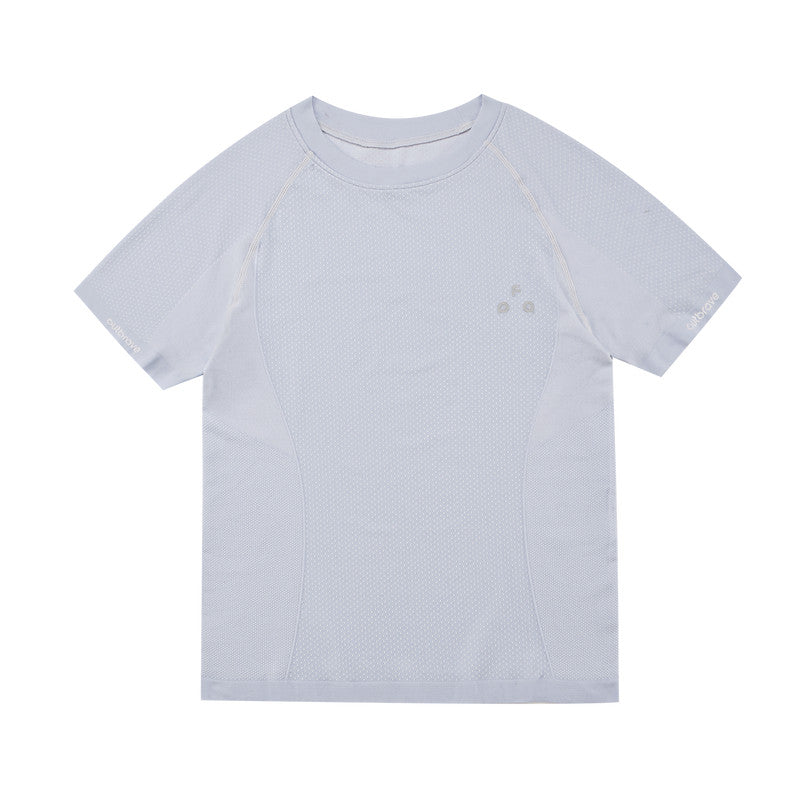 FPA Women's Seamless Knit Short Sleeve T-Shirt - Summer Slim Fit Crew Neck Outdoor Fitness Casual Logo Basic Tee