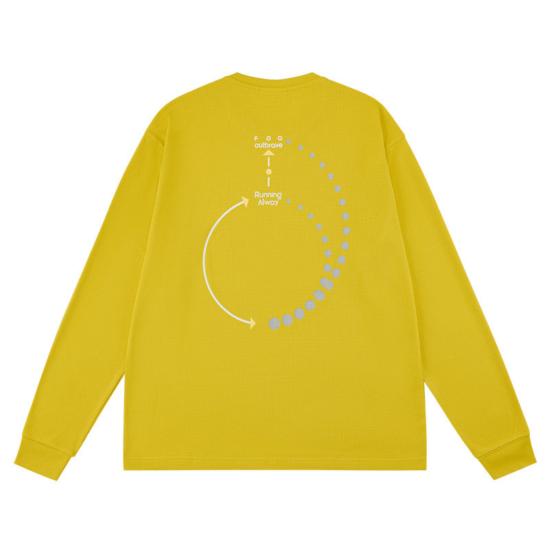 FPA Moisture-Wicking Long-Sleeve Sports Tee for Spring Outdoor Breathable Crew Neck Printed Casual Black White T-Shirt
