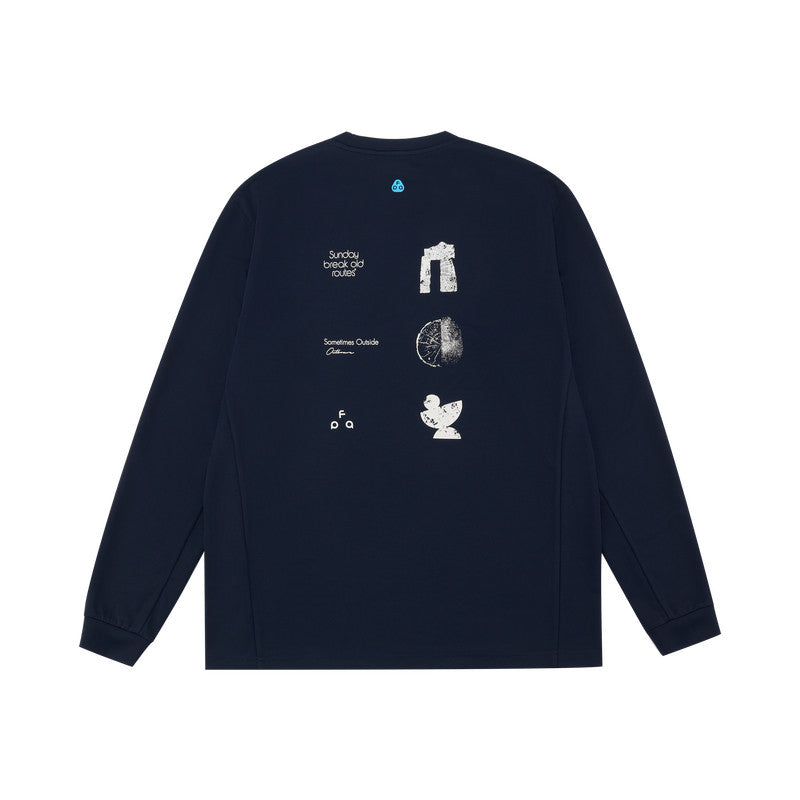 FPA Moisture-Wicking UPF50+ Printed Long Sleeve Athletic Spring Casual Crew Neck Black Couple T-Shirt