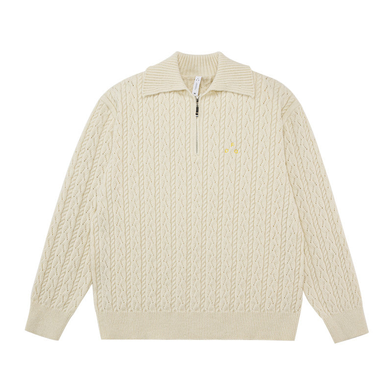 FPA Cable Knit Collar Casual Sweater 2026 New Fall/Winter Half-Zip Premium Knit Pullover for Men