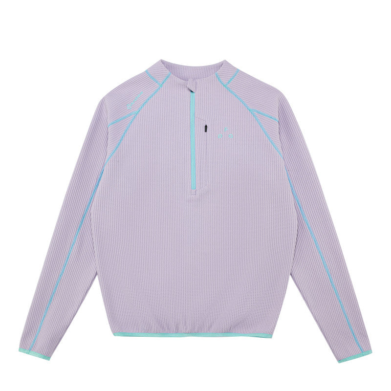 FPA Moisture-Wicking Sun-Protection UPF50+ Half-Zip Long Sleeve Spring Loose Casual Outdoor Sports Couple T-Shirt