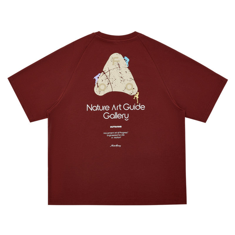 FPA Climbing Short Sleeve T-Shirt with Rock Pattern, COOLMAX Sports Tee, Summer Crew Neck, Cool and Breathable, Unisex