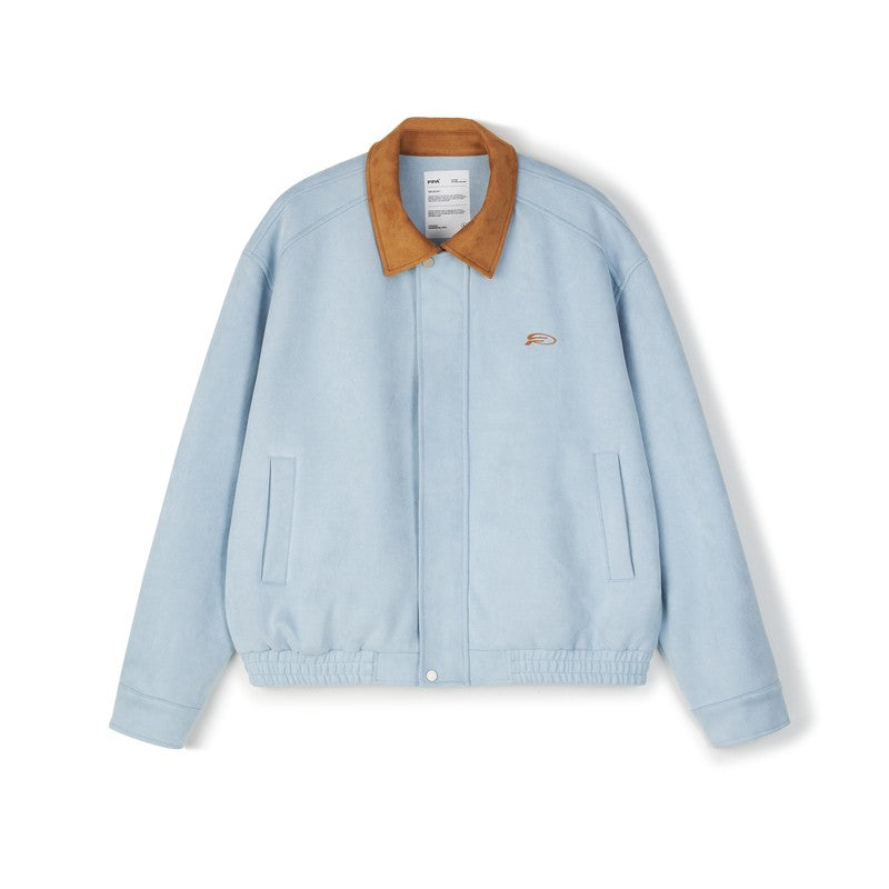 FPA Blue Suede Lapel Jacket – Chinese Streetwear Trend, Loose-Fit American Style Short Couple Jacket for Spring/Autumn