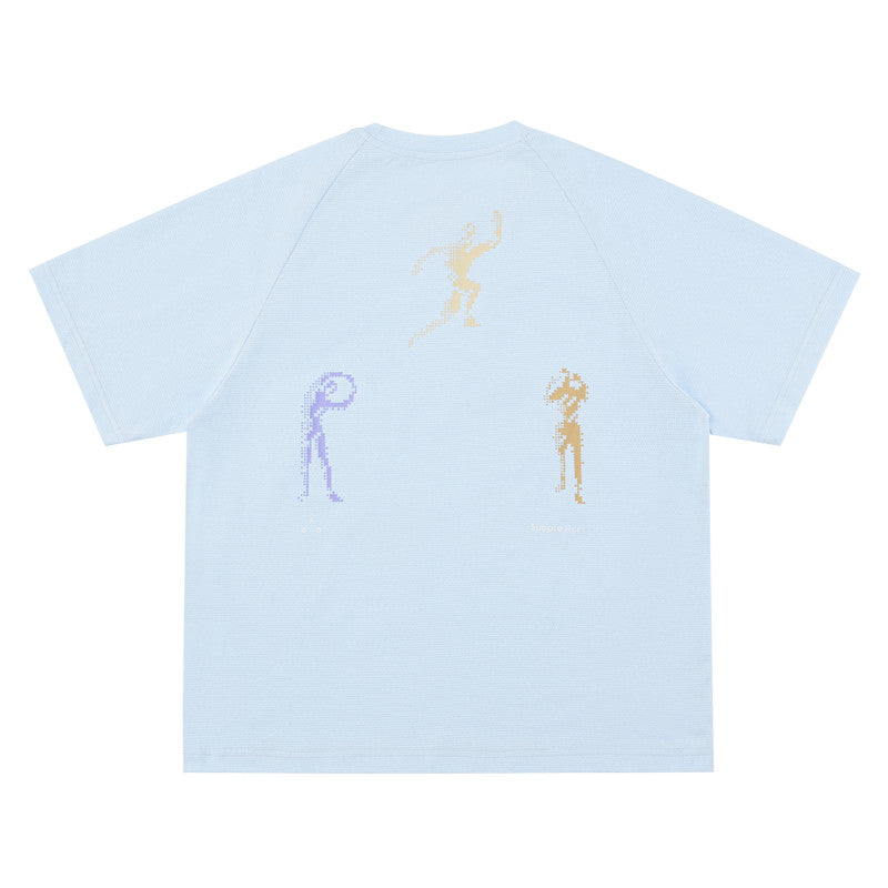 FPA A7 Antimicrobial Quick-Dry Sports Short Sleeve T-Shirt for Summer, Round Neck, Casual Print, Outdoor, Couple Style