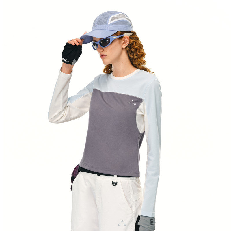 FPA Paneled Contrast Quick-Dry Long-Sleeve Sports Tee 2026 New National-Chic Autumn Casual Round Neck Women's T-Shirt