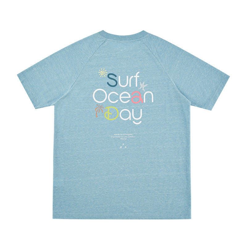 FPA Summer Beach Vacation Quick-Dry Short Sleeve T-Shirt, Summer Crew Neck Outdoor Dopamine Couple Casual Tee