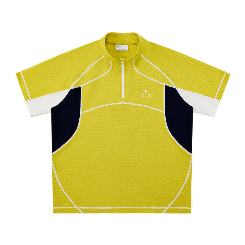 FPA7A Antibacterial Cycling Mesh Breathable Sports Contrast Stitch Short Sleeve Quick-Dry Cool Touch T-Shirt for Men