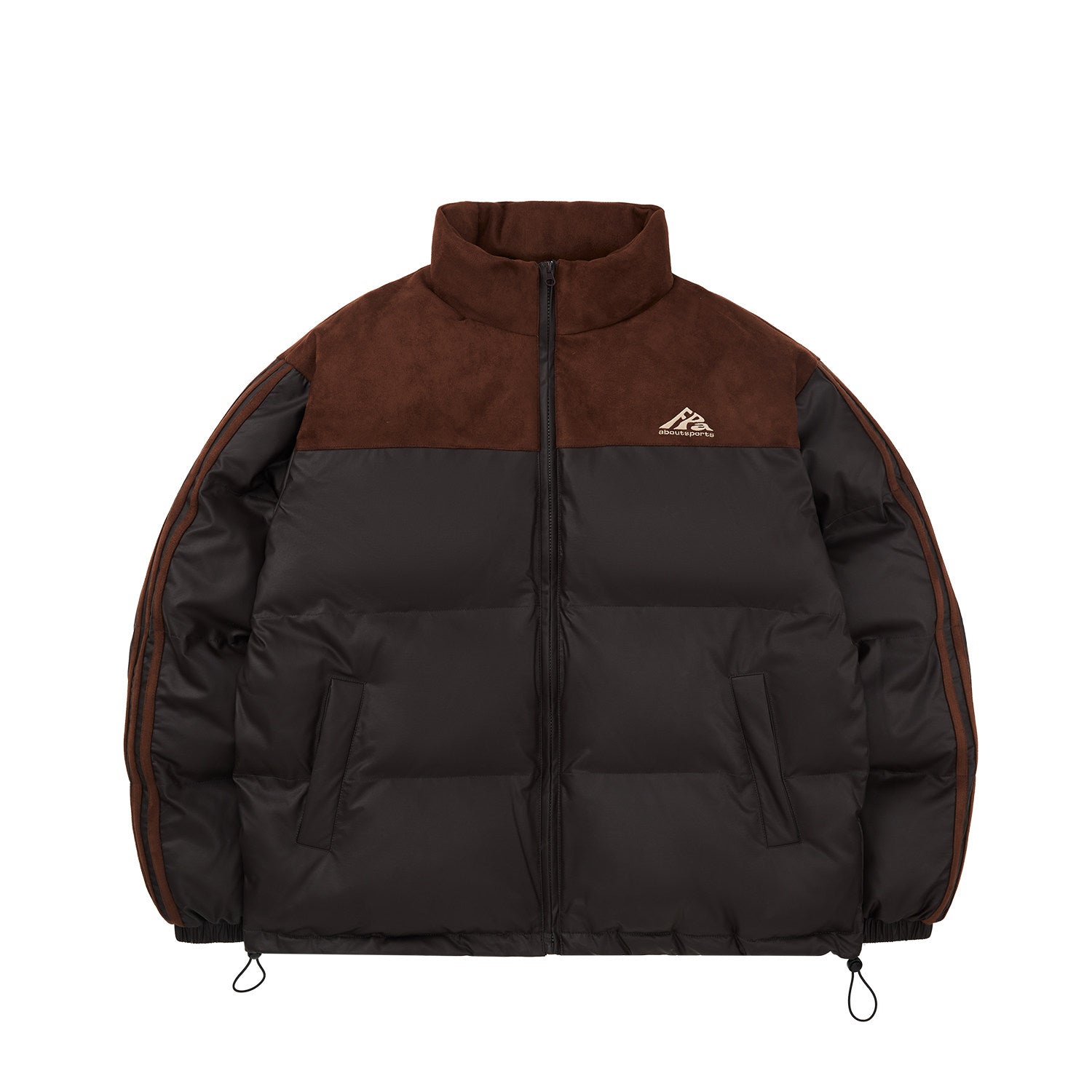 FPA Suede Panel Webbing PU Padded Coat – Chinese Streetwear Unisex Winter Thick Warm Quilted Jacket