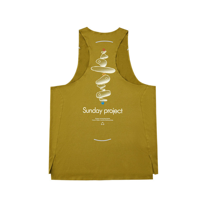 FPA Quick-Dry COOLMAX Mesh Reflective Taped Sports Running Print Tank Top, Summer Sleeveless T-Shirt for Men