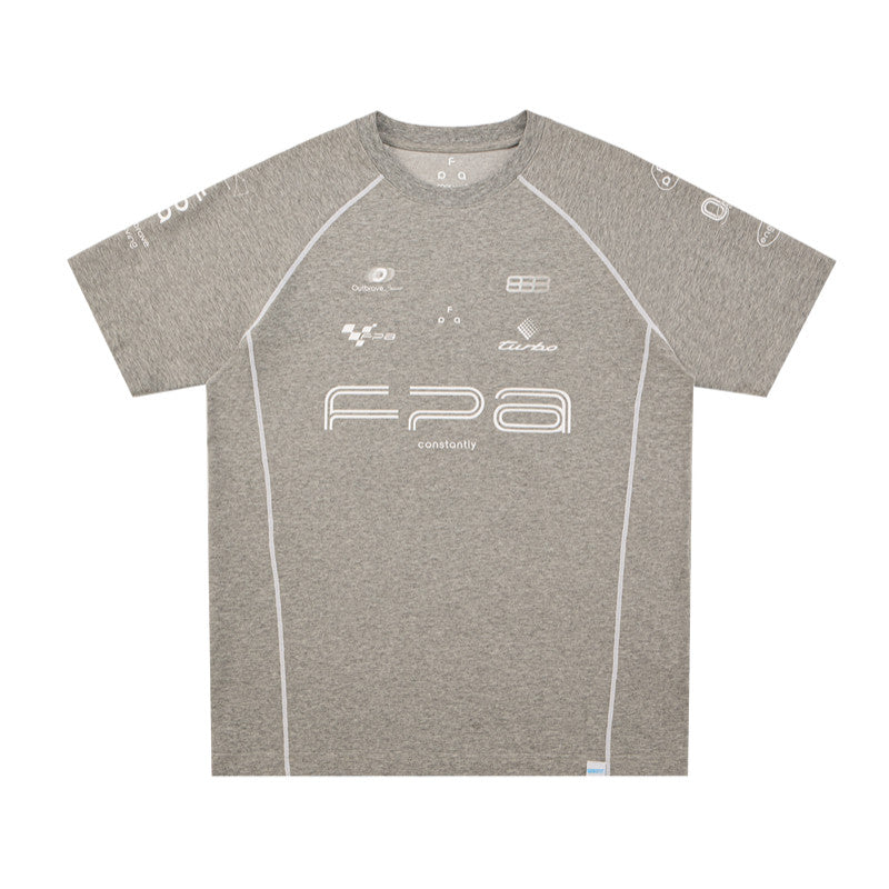 FPA COOLMAX Racing Contrast Stripe Athletic Short Sleeve Tee – Summer Quick-Dry Cool-Touch Fitted Crew Neck T-Shirt for Men