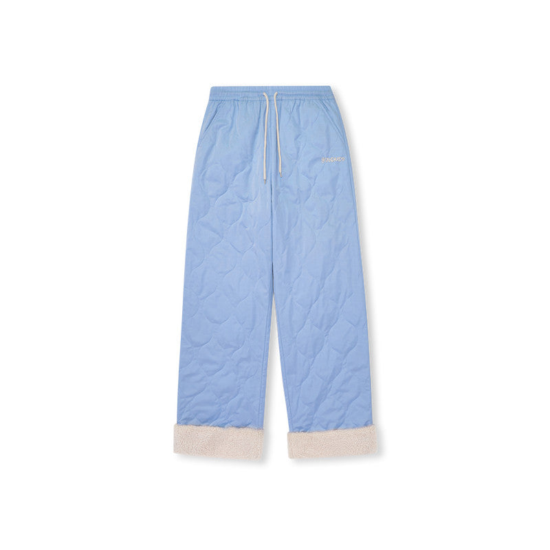 FPA Heavy-Duty Water-Repellent Quilted Cotton Pants with Fleece Lining – Winter Thickened Warm Streetwear Loose Straight-Leg Trousers