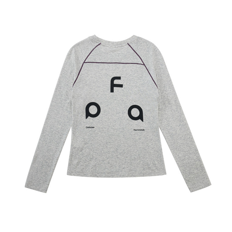 FPA Hasso Structure Logo Long Sleeve T-Shirt - Chinese Streetwear Trendy Fall Round Neck Slim Fit Casual Outdoor Sports Tee for Women