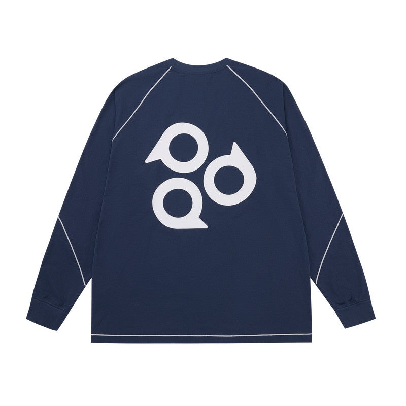 FPA Hasu Line Circle Contrast Long-Sleeve T-Shirt - Chinese Streetwear Trend, Loose Fit, Round Neck, Heavyweight Autumn Top