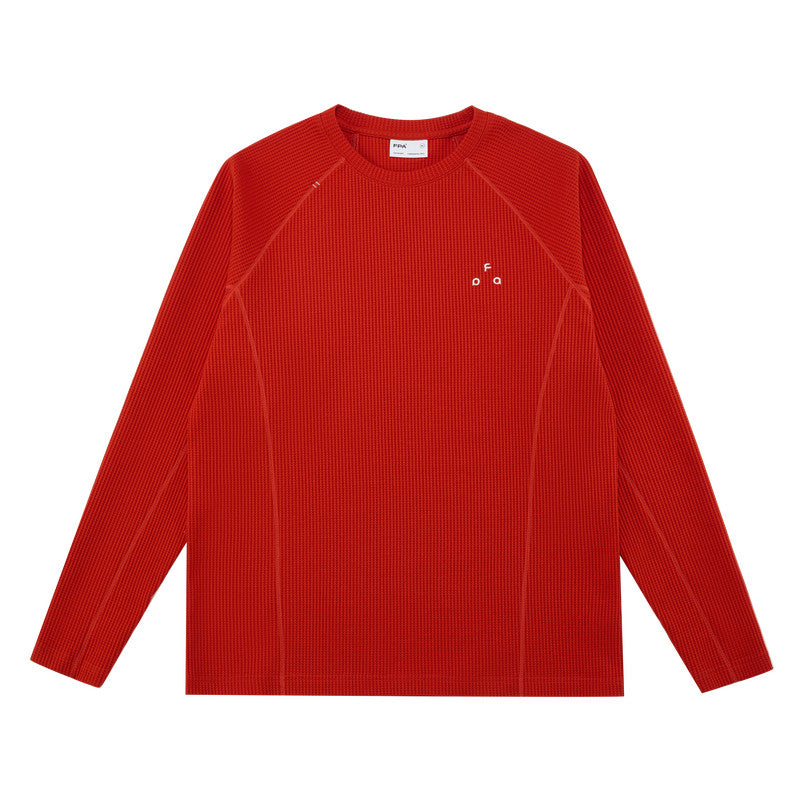 FPA Sports Hassel Waffle Long Sleeve Tee – Spring Minimalist Design Crew Neck Base Layer for Couples, Casual T-Shirt