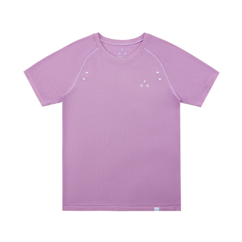 FPA Coolmax Seamless Knit Short Sleeve T-Shirt for Running and Fitness, Summer Basic Logo Tee, Regular Fit, Unisex