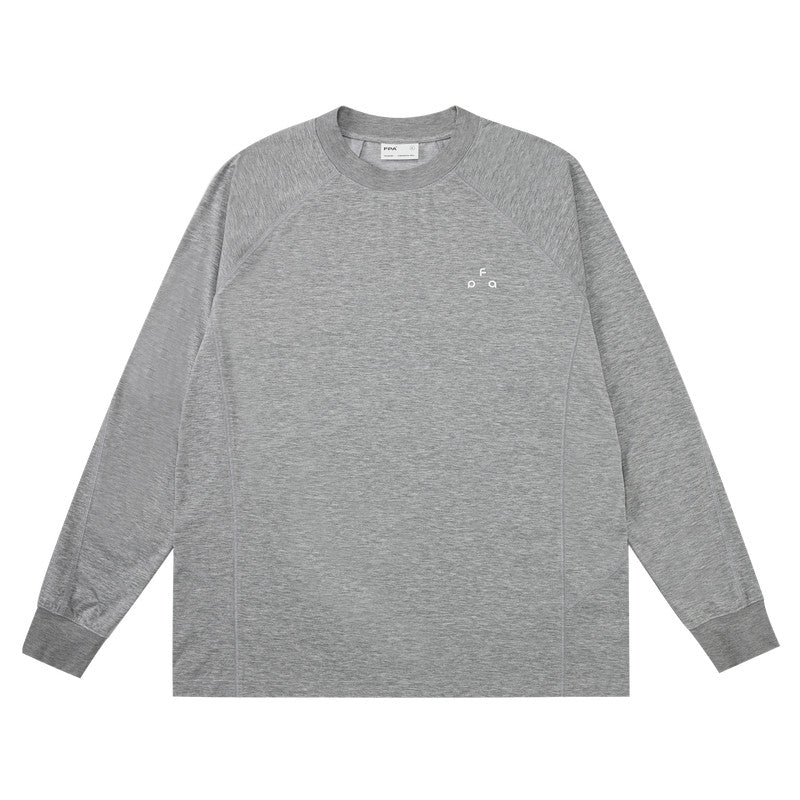 FPA Sorona Antibacterial Yarn-Dyed Logo Long-Sleeve T-Shirt - Chinese Streetwear Casual Loose Round Neck Couple Tee