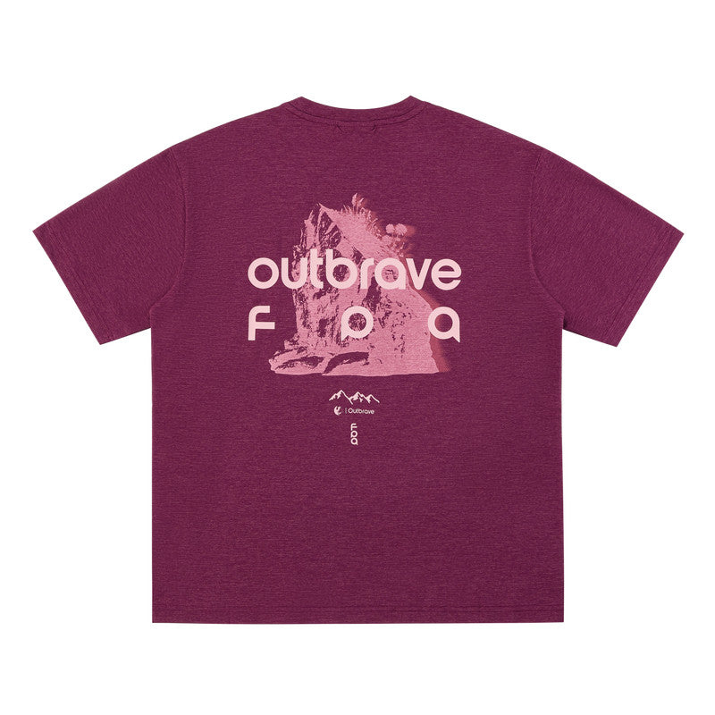 FPA Quick-Dry Breathable Mountain-Style Color-Block Print Short Sleeve Summer Sports Design Crew Neck Unisex Mid-Sleeve T-Shirt for Men