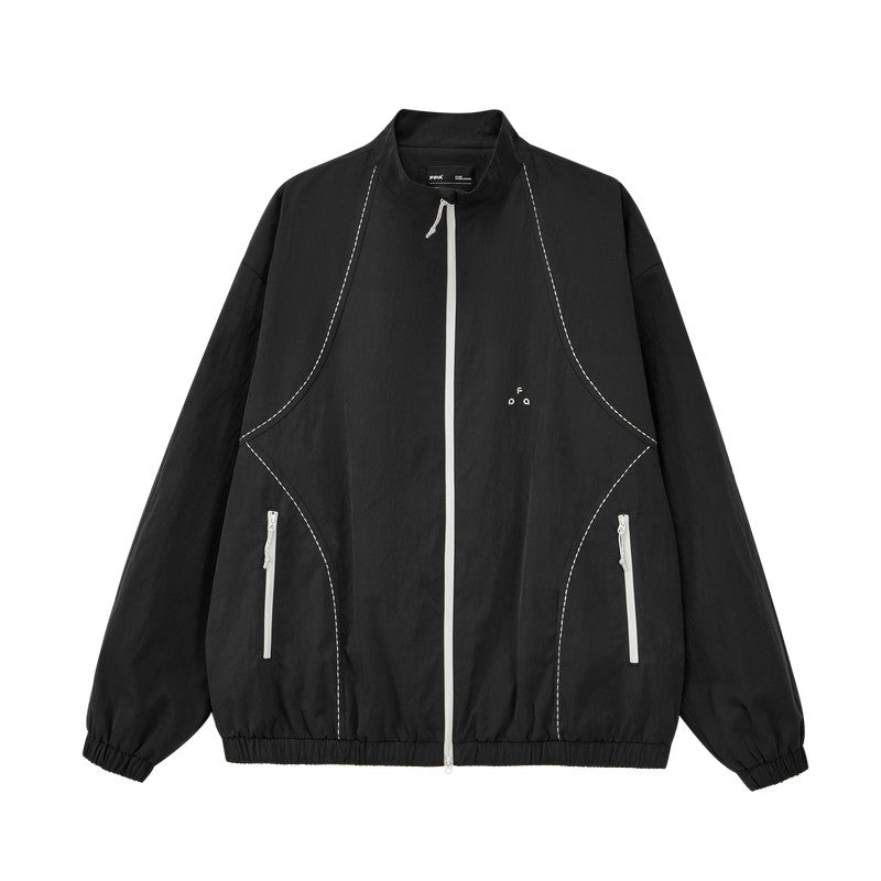 FPA Rice Grain Embroidery Casual Jacket 2026 New Style Pocket Zipper Contrast Color Couple Autumn Sports Stand Collar Coat