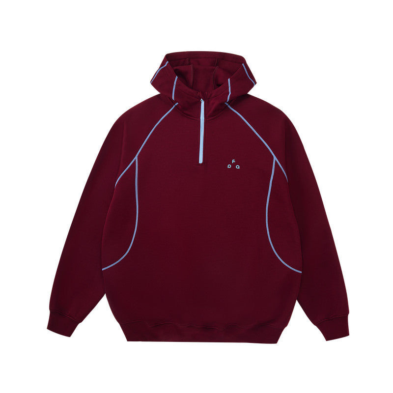 FPA Thermal Hooded Half-Zip Sweatshirt with Contrast Color - Chinese Streetwear Loose Fit Heavyweight Couple Hoodie