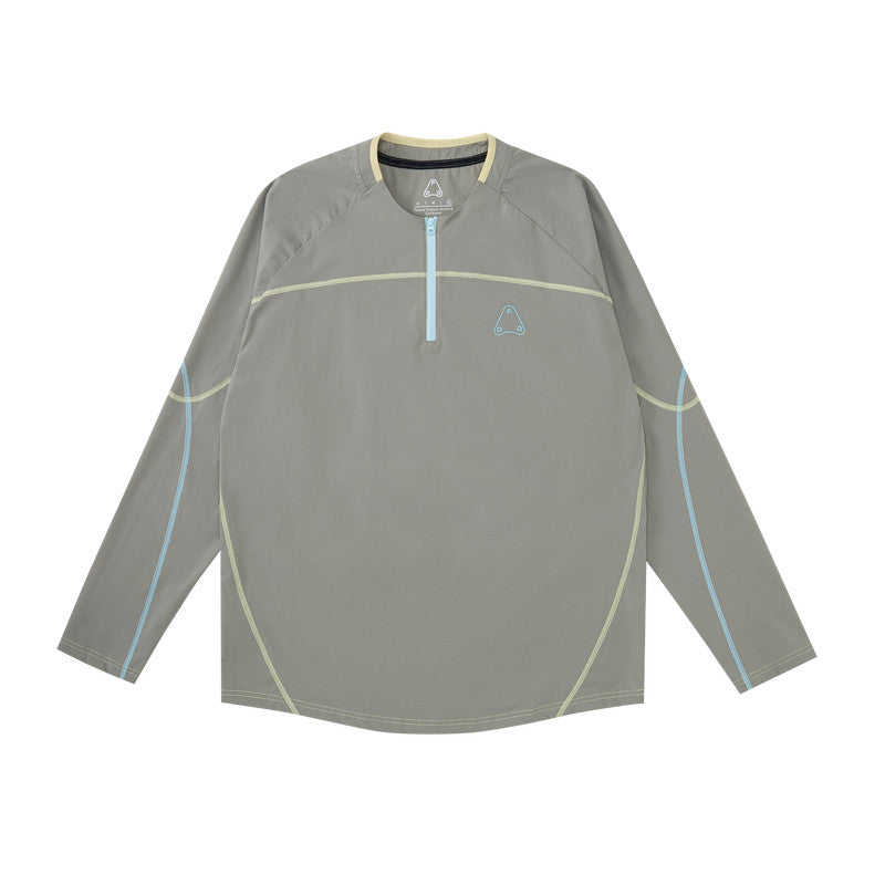 FPA Moisture-Wicking Half-Zip Color-Block Long-Sleeve Outdoor Sports Casual American Streetwear Couple Autumn T-Shirt