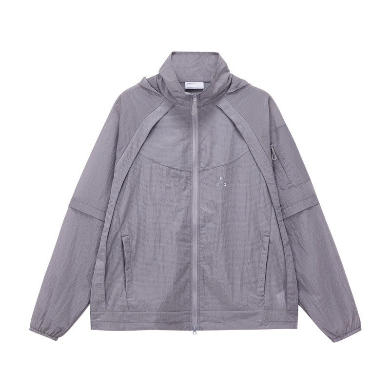 FPA Metal Texture Plaid Hooded Jacket – Lightweight Loose Fit Outdoor Sports Jacket for Men